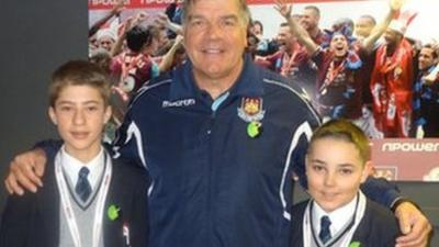 Josh and Jack with West Ham manager Sam Allardyce