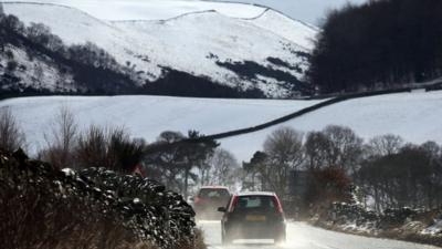 Drivers make their way in difficult conditions in the Scottish Borders