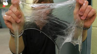 Tim Winegard holds up some hagfish slime