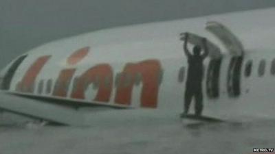 Indonesian Lion Air plane in the sea