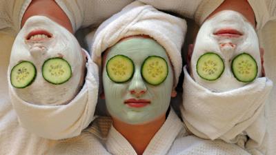 Women undergoing beauty treatments