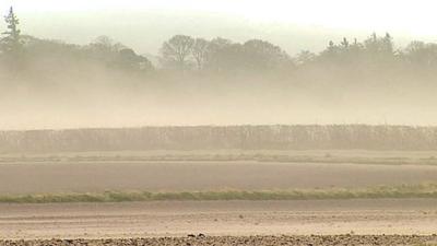 Sand on fields in Scotland