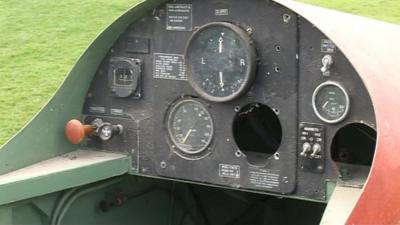 The cockpit of the plane