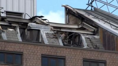 Fire damage at the National Library of Wales