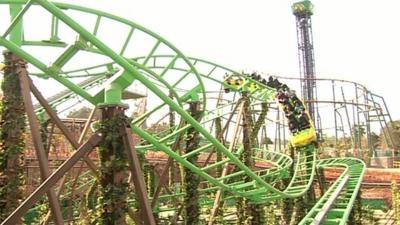 A rollercoaster at the theme park