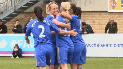 Chelsea celebrate Sofia Jakobsson's goal