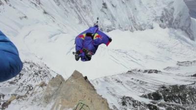 Valery Rozov jumps off Mount Everest