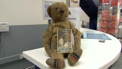 Glyn the 'lost' bear at Bristol Airport