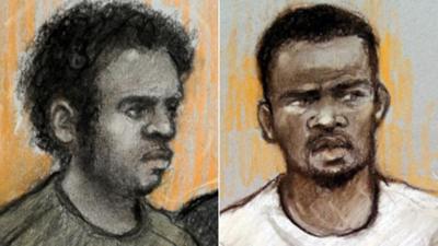 Court sketches of Michael Adebowale and Michael Adebolajo