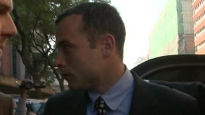 Oscar Pistorius arrives at court