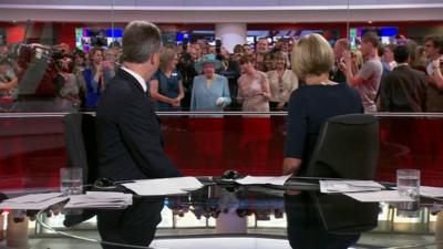 The Queen outside BBC News Channel studio