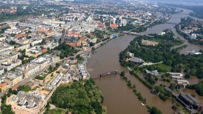 aerial view of the Elbe river