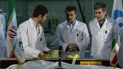 Mahmoud Ahmadinejad at a nuclear facility