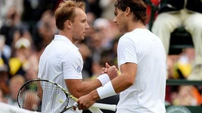 Darcis celebrates victory over Nadal