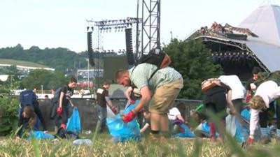 Glastonbury litter pickers