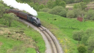 An A4 Class locomotive on the North York Moors railway