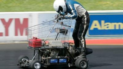 Matt McKeown on his motorised shopping trolley