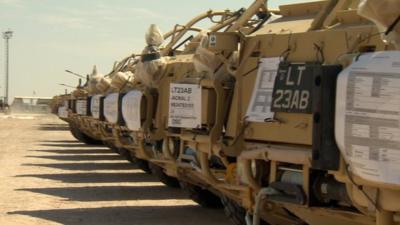 Row of armoured vehicles