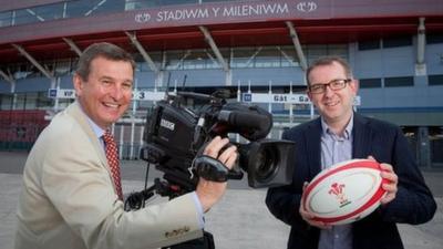 Roger Lewis, Group Chief Executive of the WRU and Rhodri Talfan Davies, Director BBC Cymru Wales