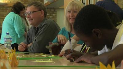 Patients and children at the Marie Curie Hospice