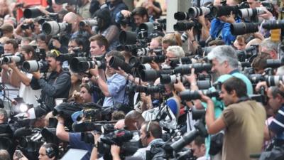 Photographers outside St Mary's Hospital