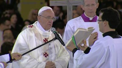 Pope Francis during the Mass