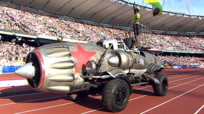 Usain Bolt arrives at the Anniversary Games