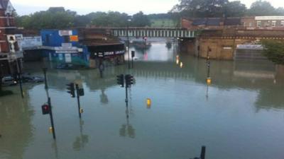 Flooded street in Herne Hill