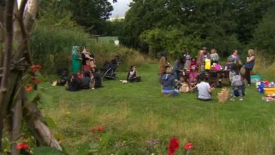 Some of the families taking part in the picnic