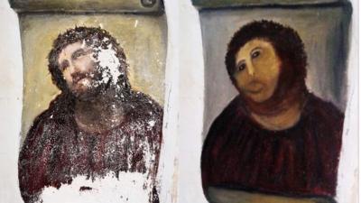 Ecce Homo before and after "restoration"