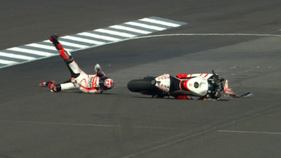 Ben Spies crashes his Ducati at Indianapolis