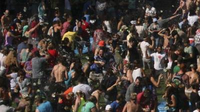 People take part in the huge water fight in Seattle