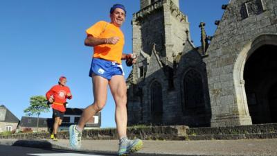 A runner taking part in the 10th edition of the Trans Gaule race