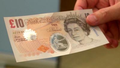 A sample polymer Bank of England £10 note