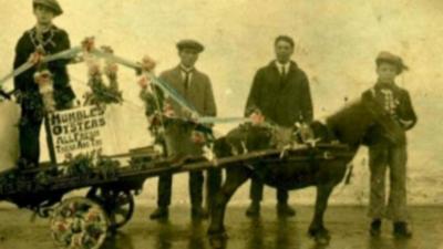 Historic image of oyster collecting at Mumbles