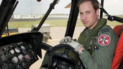 Prince William in Sea King cockpit