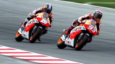 Marc Marquez fights with Dani Pedrosa