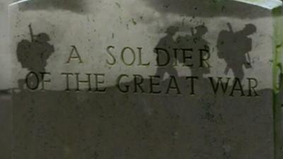 Memorial headstone to WWI soldier