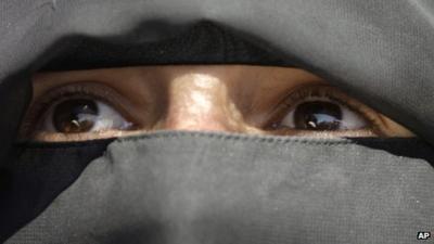 Woman wearing veil