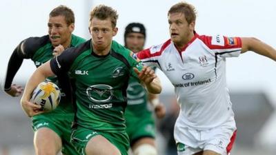 Action from Connacht against Ulster in the Pro12 at The Sportsground in Galway