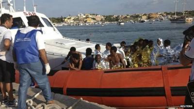 Boat carrying migrants