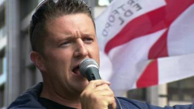 Tommy Robinson at a rally