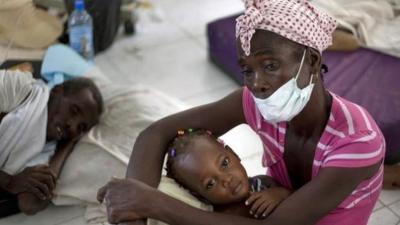 Sick victims receive treatment during cholera crisis in Haiti, October 2010