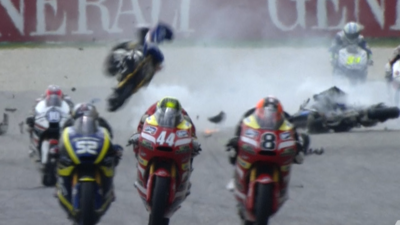 Five walk away after huge Moto2 crash