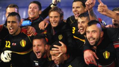 Belgium celebrate qualifying for 2014 World Cup