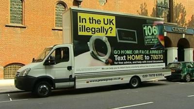 Mobile advert with "go home" message