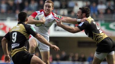 Paddy Jackson produces a run for Ulster in Saturday's Heineken Cup clash against Montpellier