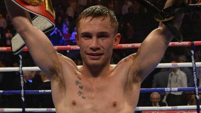 Belfast's Carl Frampton after his victory over French opponent Jeremy Parodi