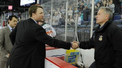 Sheffield Steelers boss Doug Christiansen and Belfast Giants coach Paul Adey.