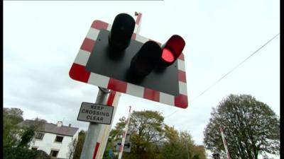 Level crossing at Four Lanes End crossing near Ormskirk, Lancs